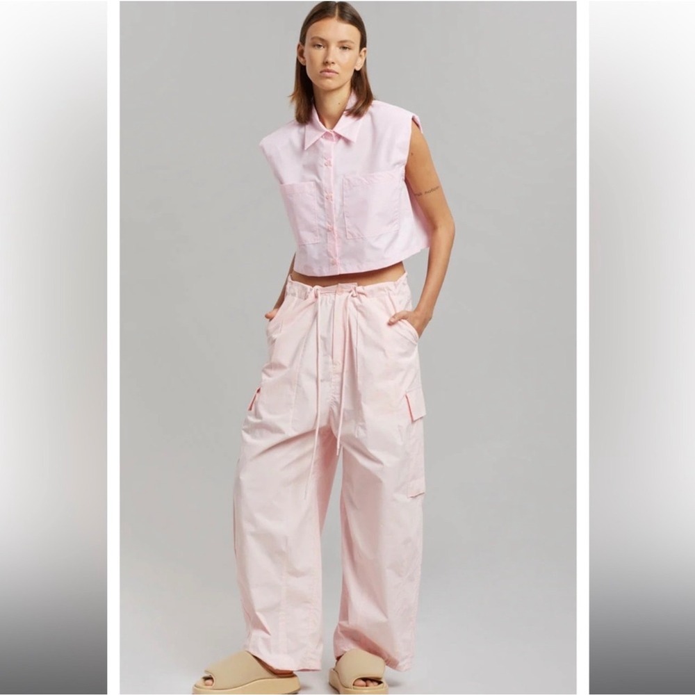 The Frankie Shop Jenna Cargo Pants Women XS/S Pink Cotton Utility Drawstring